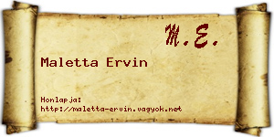 Maletta Ervin névjegykártya